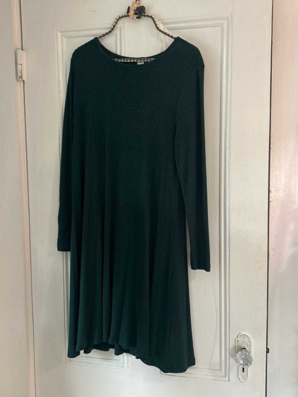 Old Navy Forest Green Long Sleeve Swing Dress